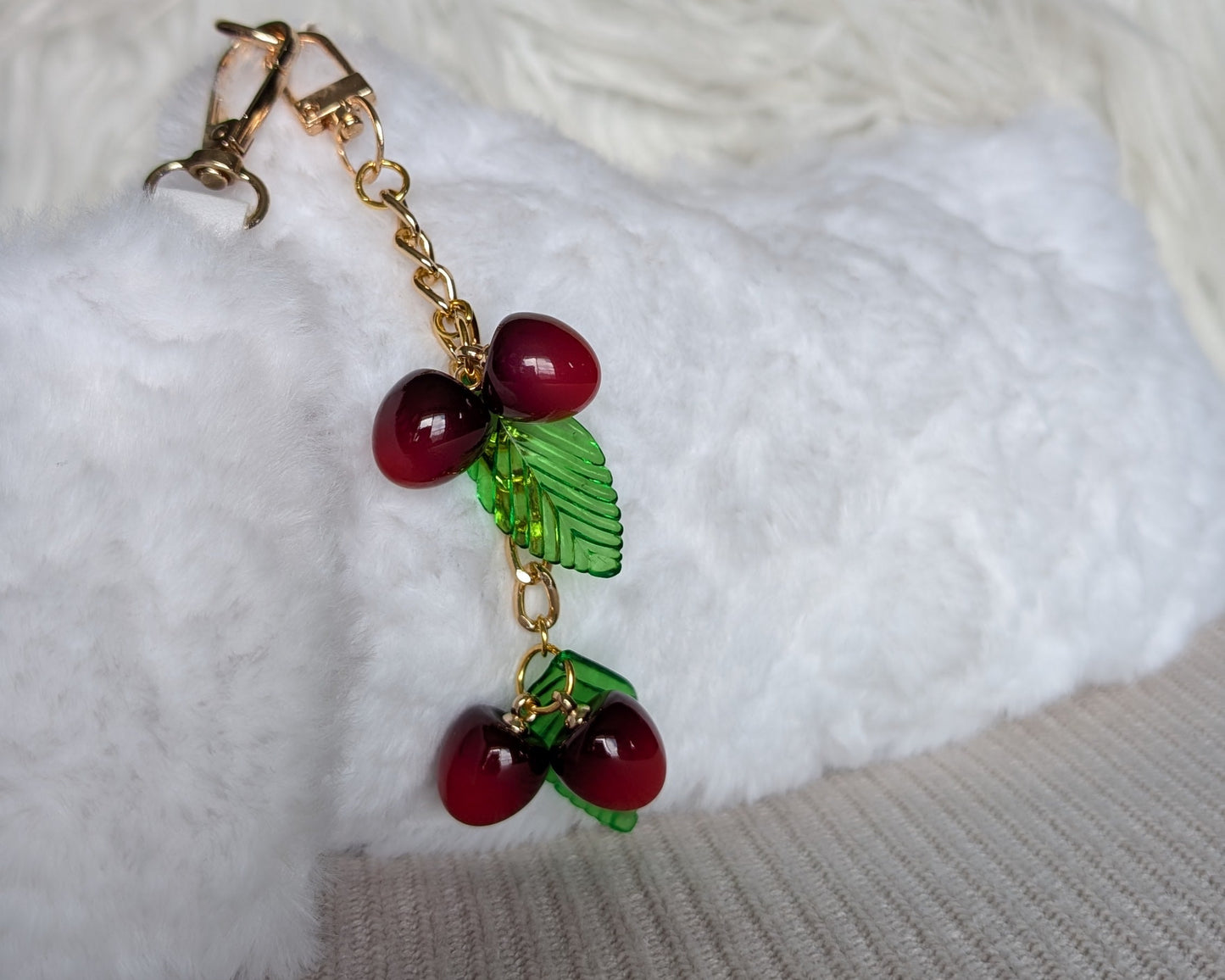 Cherry Bomb | Cherry & Pearl Clip-On Bag Charm