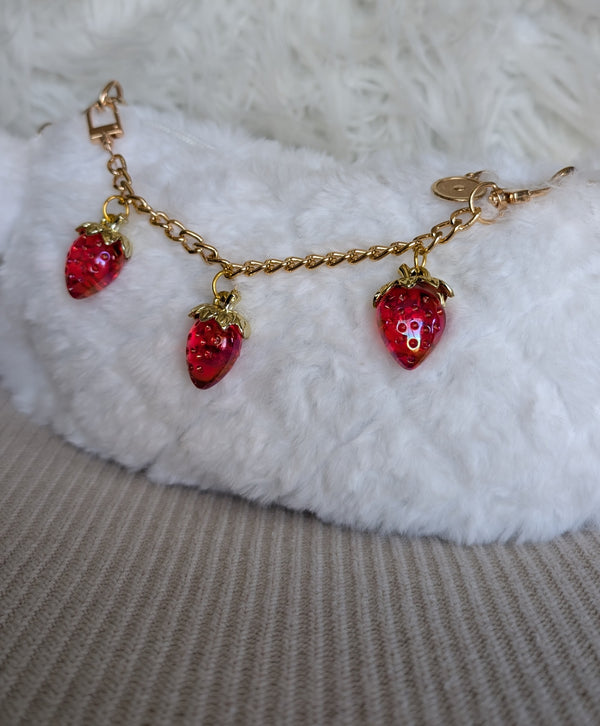 Strawberry Sweetie | Gold Chain & Red Strawberry Bag Charm
