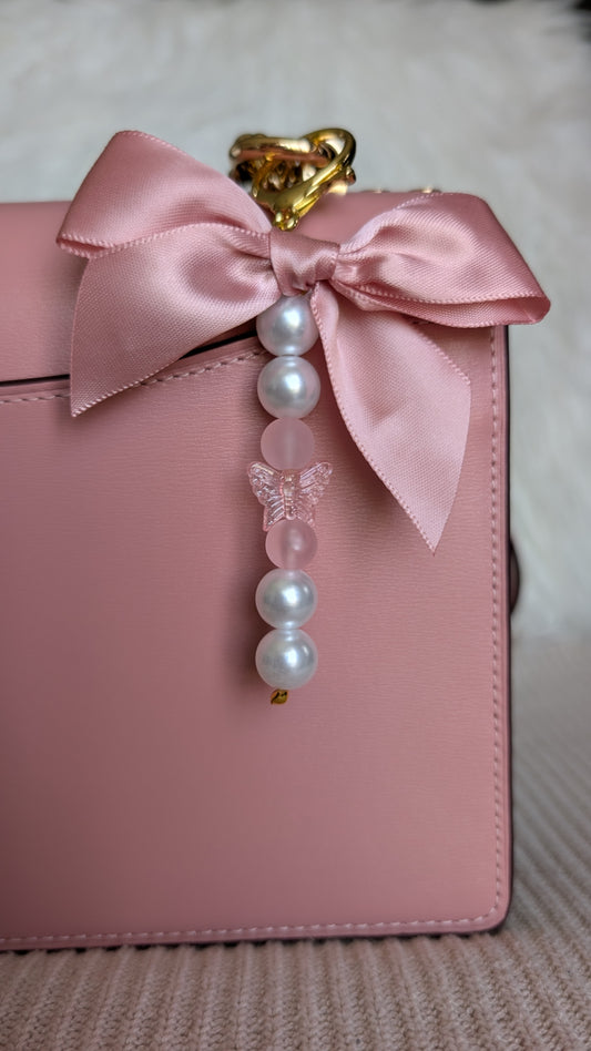 Butterfly Dreams | Satin Bow, Pearl & Butterfly Bag Charm
