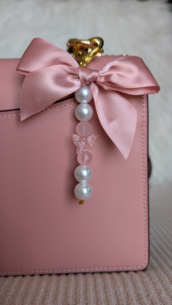 Butterfly Dreams | Satin Bow, Pearl & Butterfly Bag Charm