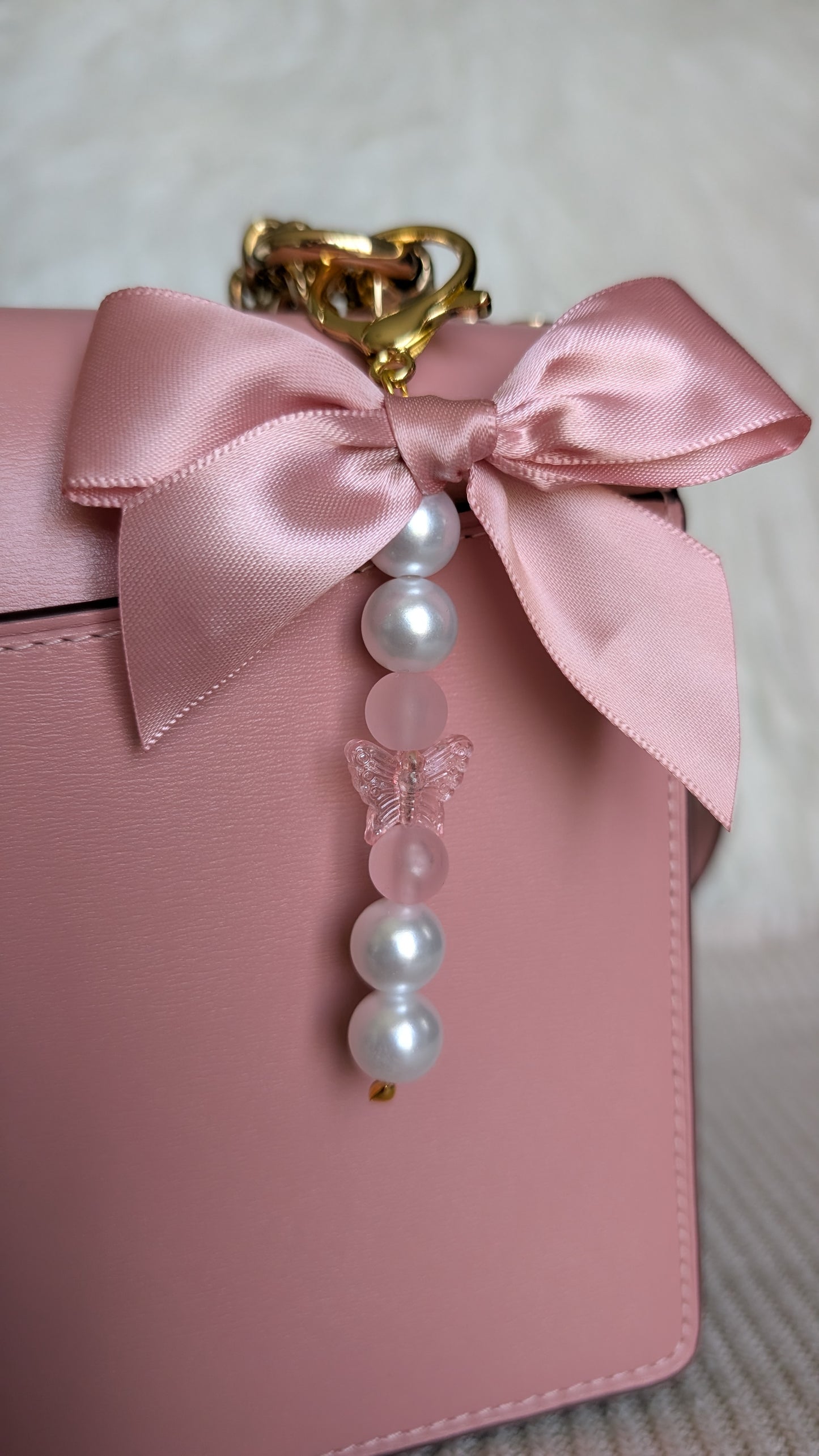 Butterfly Dreams | Satin Bow, Pearl & Butterfly Bag Charm