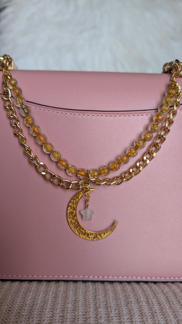 Selene | Star Confetti & Moonstone Crescent Moon Bag Chain